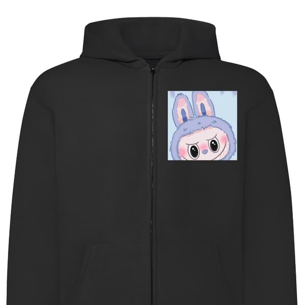 Huvtröja med Dragkedja | Zip-Hoodie för Vuxen Blue Bunny Labub