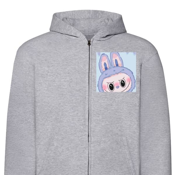Huvtröja med Dragkedja | Zip-Hoodie för Vuxen Blue Bunny Labub