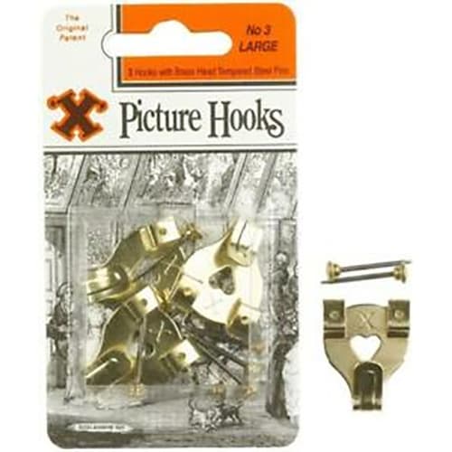 X Original patent stålbillede nr. 3 kroge (pakke med 3) Brass One Size