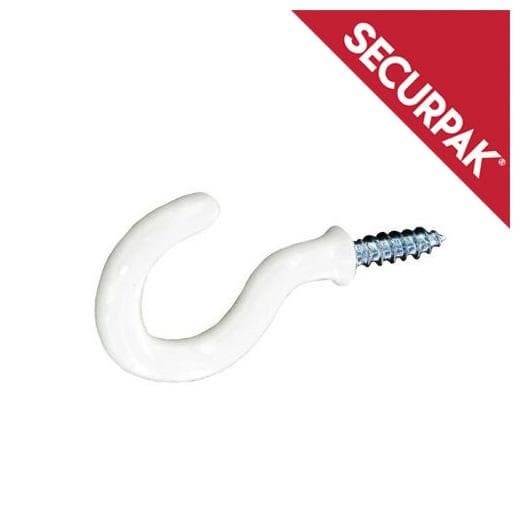 Securpak Cup Hooks (Pack of 9) White 25mm
