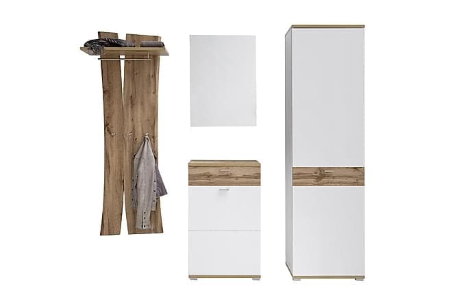 COLLICUR Hallmöbler Set om 3 Vit/Trä/Natur