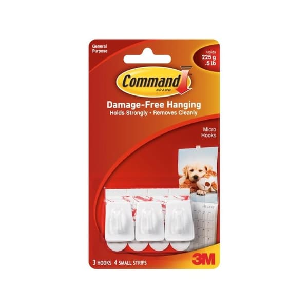 Command Micro Hooks (Pack Of 3) White One Size