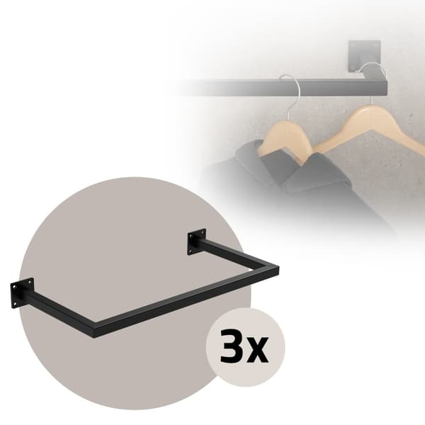 Rektangulär klädstång för vägg 30x60 cm svart stål ML design