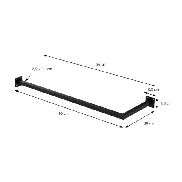 Tøjstativ hjørne til væggen 30x90 cm sort stål ML design