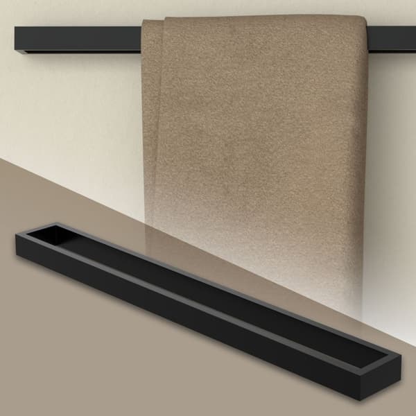Selvklæbende håndklædestang uden boring 60 cm sort stål ML-design