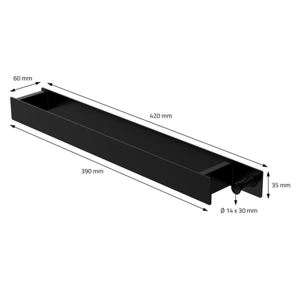 Håndklædestang uden at bore med kroge 42 cm sort stål ML-design