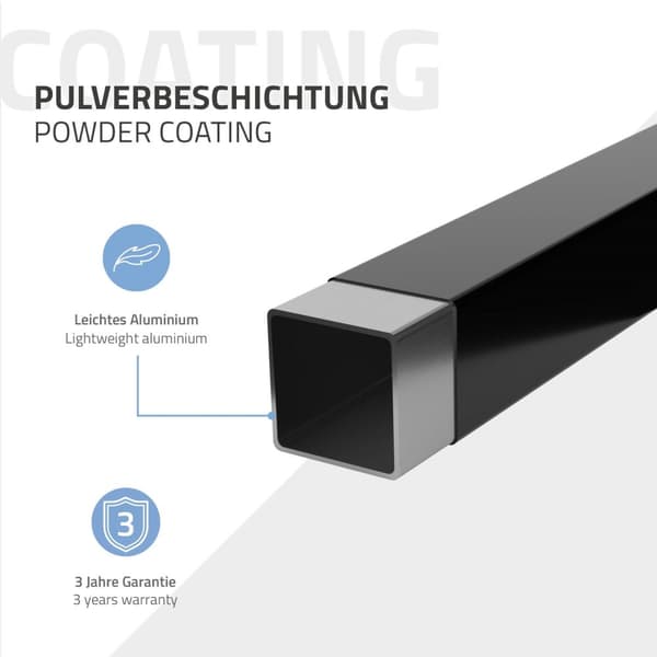 Håndklædestang uden boring med 2 klæbepuder 22 cm sort aluminium ML-design