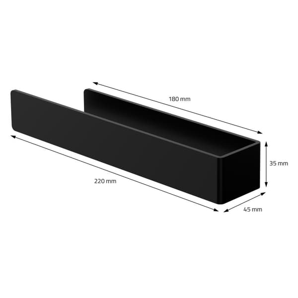 Håndklædestang uden boring med 2 klæbepuder 22 cm sort aluminium ML-design