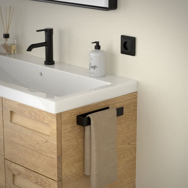 Håndklædestang uden boring med 2 klæbepuder 22 cm sort aluminium ML-design