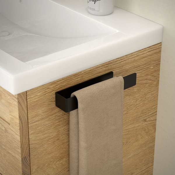 Håndklædestang uden boring med 2 klæbepuder 22 cm sort aluminium ML-design