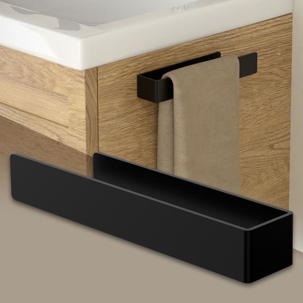 Håndklædestang uden boring med 2 klæbepuder 22 cm sort aluminium ML-design