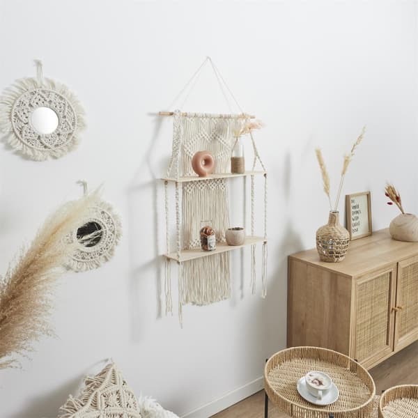 Boho hylla, stor beige makrame
