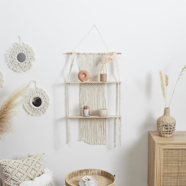 Boho hylla, stor beige makrame