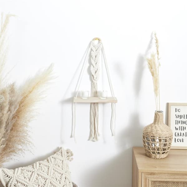 Boho hylla, liten beige makramé