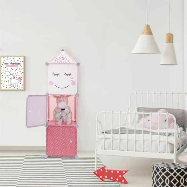 Modular Cubes 3 hylla för ett barnrum, rosa
