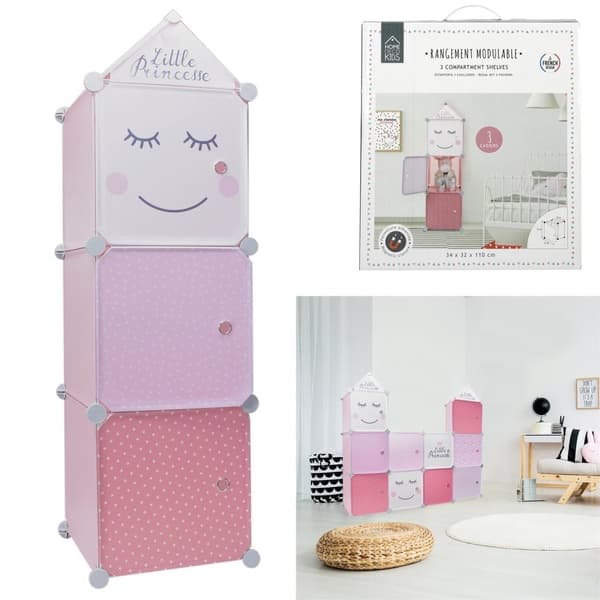 Modular Cubes 3 hylla för ett barnrum, rosa