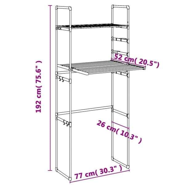 The Living Store tørrestativ til badeværelse 77x52x192 cm aluminium -  Opbevaringskroge & –stativer