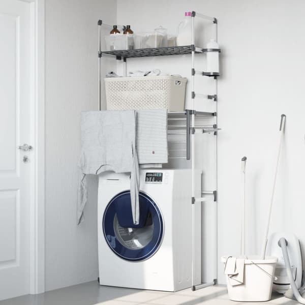 Hylla för tvättmaskin 77x52x192 cm aluminium - Tvättmaskinsskåp - Badrumsskåp - Home & Living