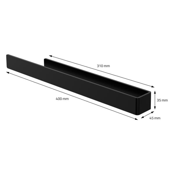 Handduksstång utan borrning med 2 självhäftande kuddar 40 cm svart aluminium ML design