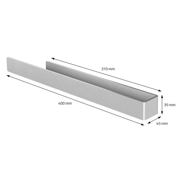 Håndklædestang uden boring med 2 klæbepuder 40 cm sølvfarvet aluminium ML-design
