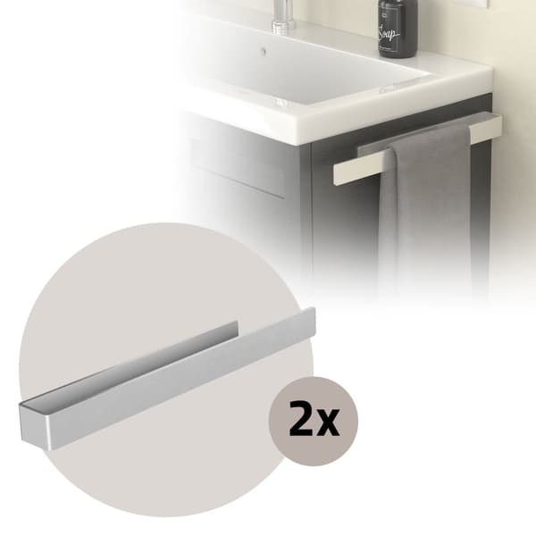 Håndklædestang uden boring med 2 klæbepuder 40 cm sølvfarvet aluminium ML-design