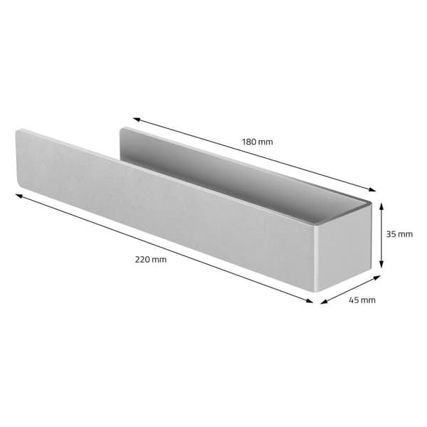Handduksstång utan borrning med 2 självhäftande kuddar 22 cm silver aluminium ML design