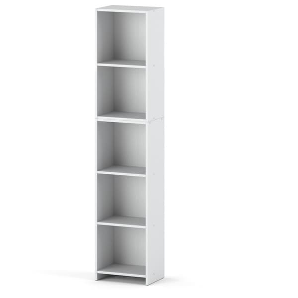 Valkoinen toimiston kirjahylly 40 cm 5 hyllyä seisova pylväs leluille Olohuone