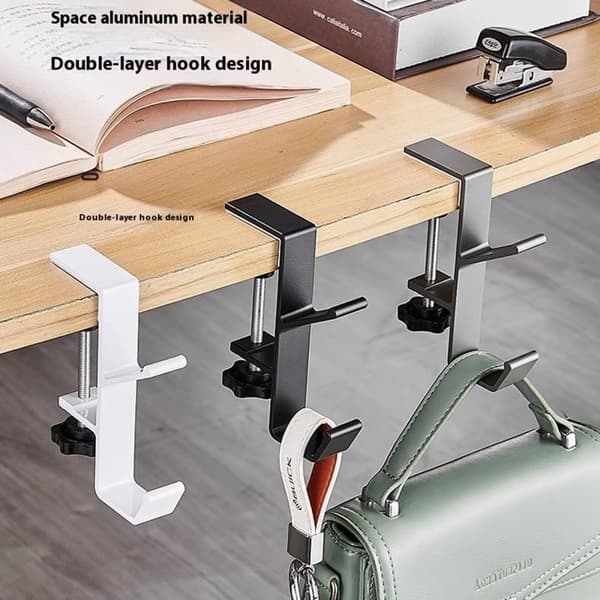 Desk Edge Hook Reppulaukku Kuulokkeiden ripustin pöydän alle Säilytys - valkoinen
