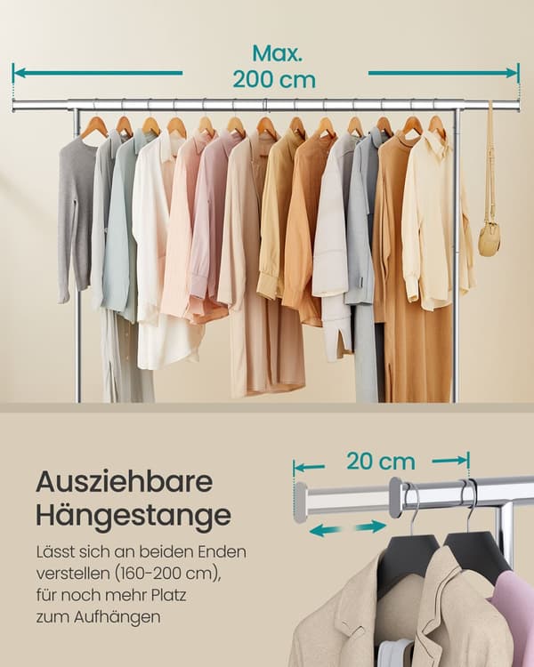 Vaateripustin, SONGMICS HSR176E01, 45x(160-200)x162.9 cm, Hopea