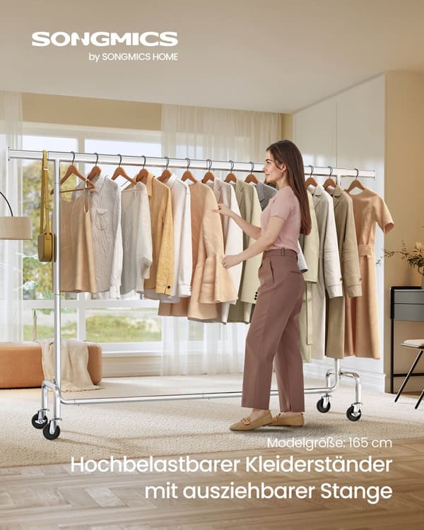 Vaateripustin, SONGMICS HSR176E01, 45x(160-200)x162.9 cm, Hopea