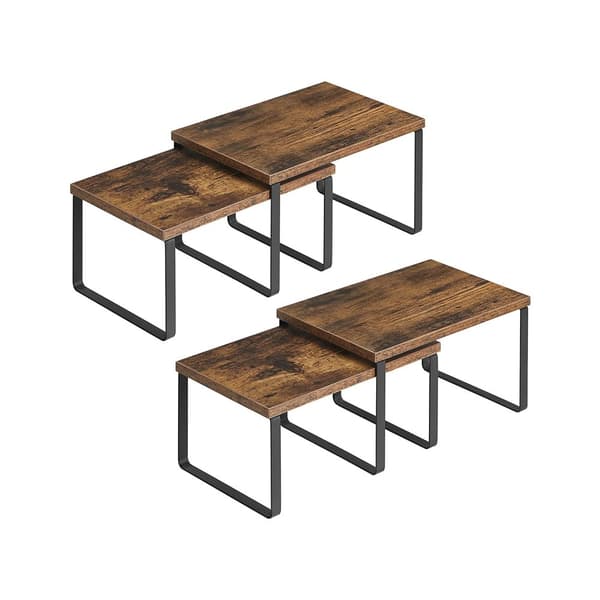 Sæt med 4 krydderihylder vintage brun-sort