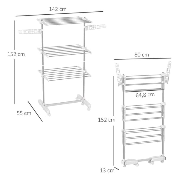 Mobila klädställning, 80-142x55x152 cm, Vit
