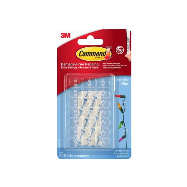 Command Clear Decorating Clips With Clear Strips (pack 20)