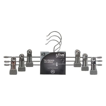 Set med 3 BYXHÄNGARE i metall och PVC