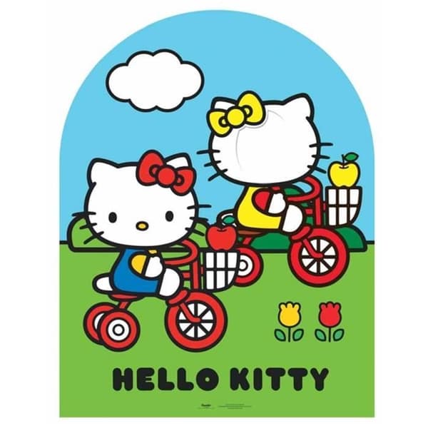 Hello Kitty jätte papphuvud pass trädgård