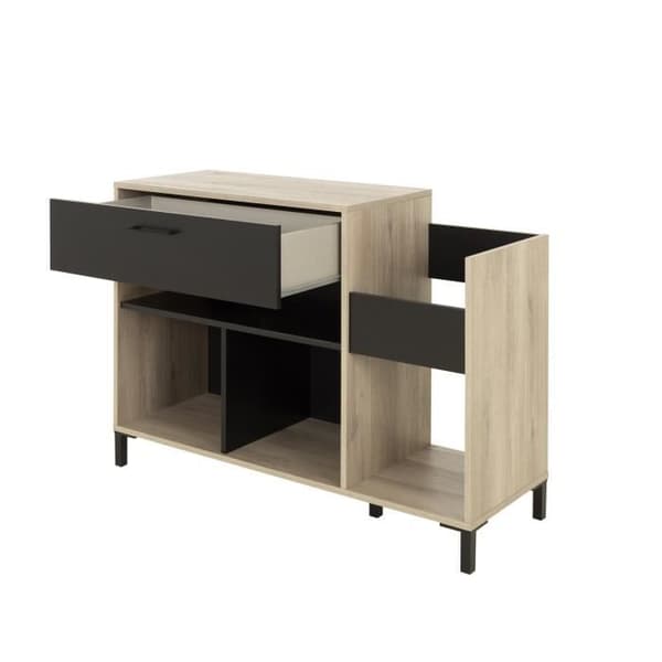 Vinylförvaringsenhet - GAMI - Platina - Urban stil - Ekdekor - Svart - L 115 x D 40 x H 81 cm