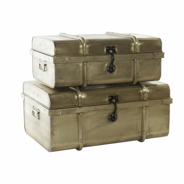 Arkku DKD Home Decor Metalli (68 x 42 x 31 cm) (58 x 35.5 x 25 cm) (2 pcs)