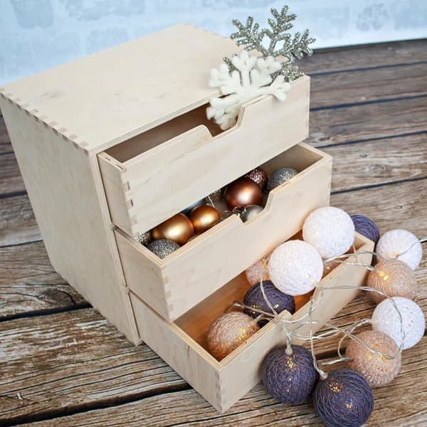 Mini byrå av trä - Creative Deco - 3 lådor - Perfekt beige byrå att dekorera och måla