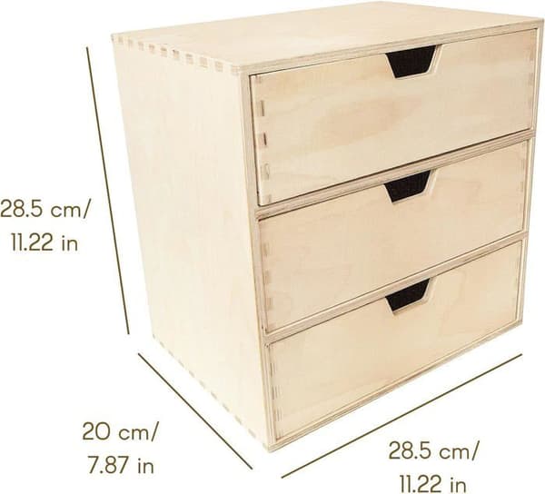 Mini byrå av trä - Creative Deco - 3 lådor - Perfekt beige byrå att dekorera och måla