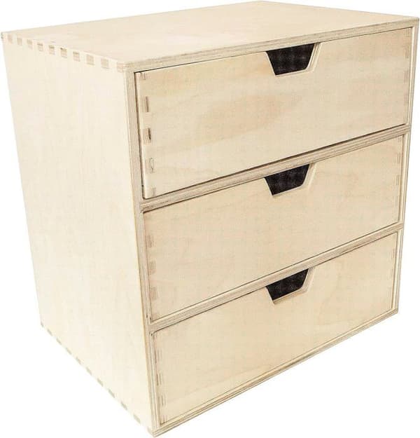 Mini byrå av trä - Creative Deco - 3 lådor - Perfekt beige byrå att dekorera och måla