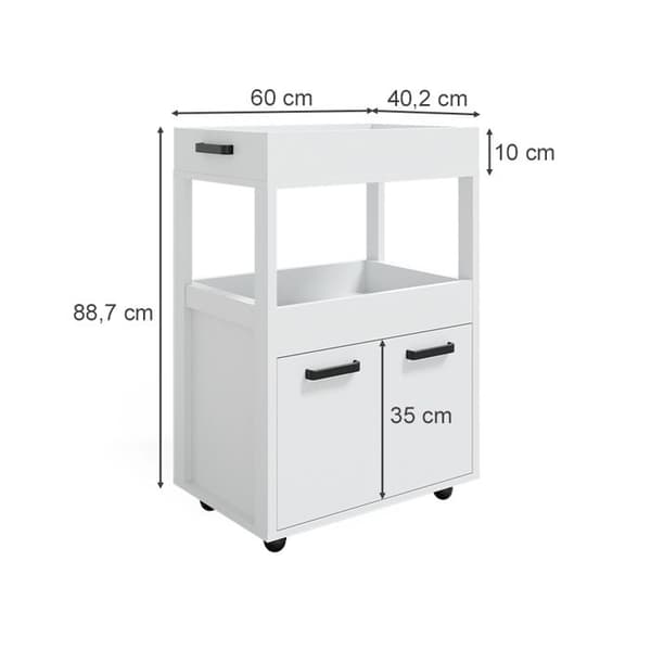 Rollcontainer Simon, 60x88.7cm, Vit, Vit, Vicco