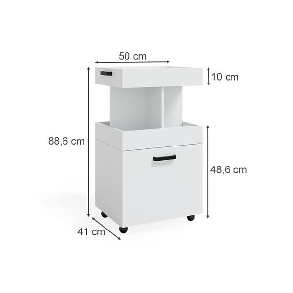 Kamber rullvagn, 50x88.6cm, Vit, Vit, Vicco