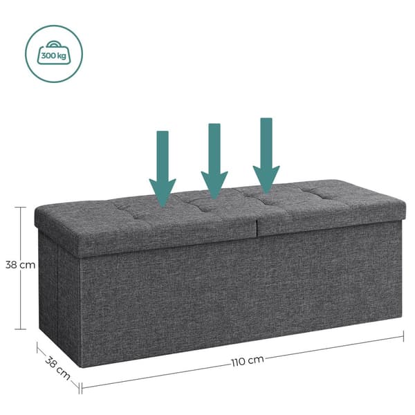 Förvaringslåda med fällbart lock - L110 cm