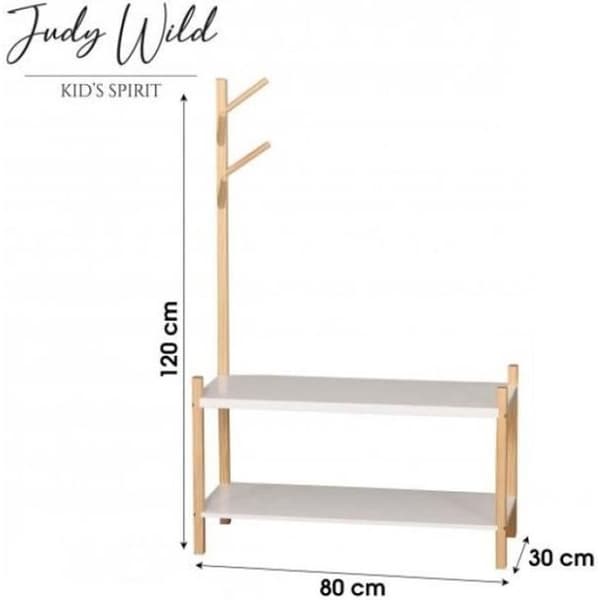 Skoförvaring Möbel Dream Barn 2 Hyllor med Judy Wild Kapphängare – 80 x 30 x H.120 cm