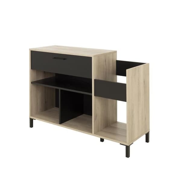 Vinylförvaringsenhet - GAMI - Platina - Urban stil - Ekdekor - Svart - L 115 x D 40 x H 81 cm