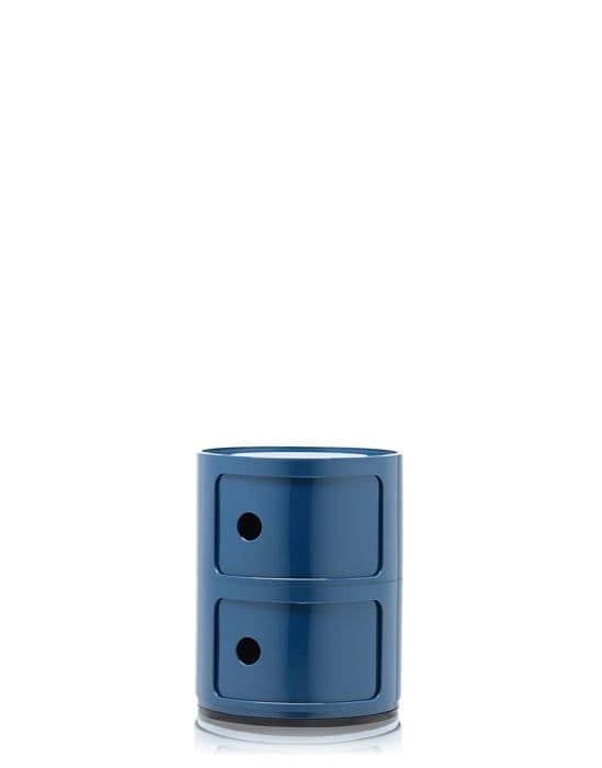 Liten Kartell förvaringsenhet - 0496615 - Componibili, Container 2 element, Blå, Rund bas