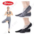 Miniatyrbild 2 av 4: TD® Fitness Accessories - Bodybuilding, 2 par halkfria yogastrumpor för kvinnor med remmar, kostym grå