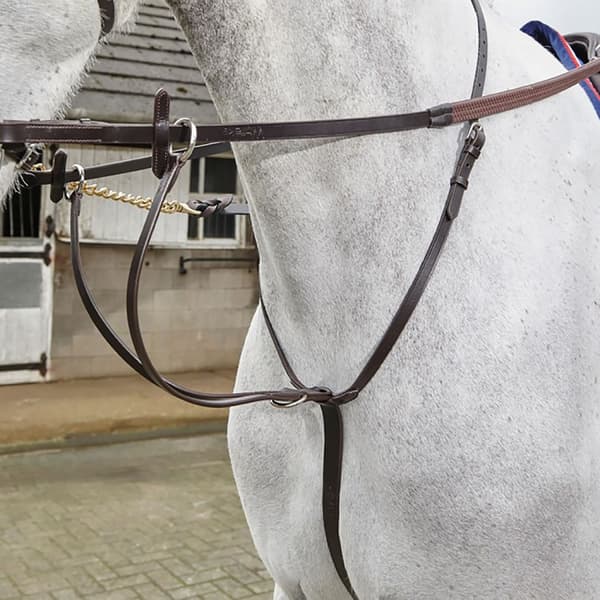 Whitaker Leather Reins with Dimpled Grip Havana Pony