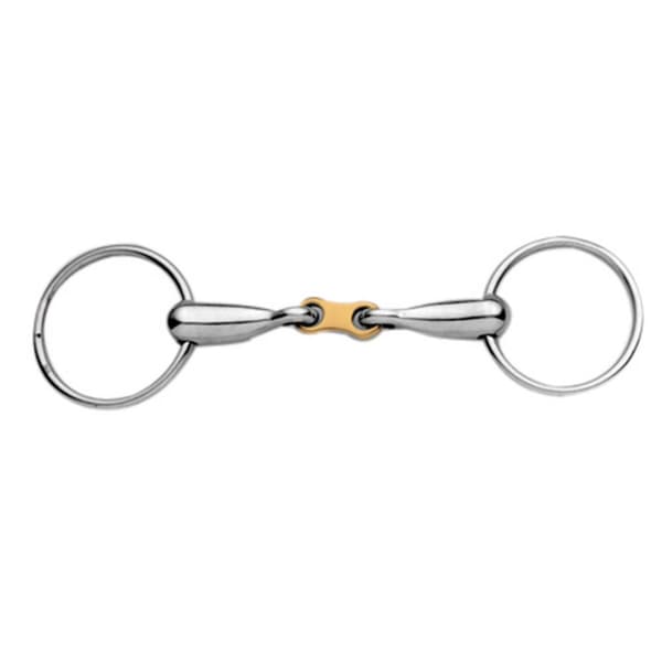 Korsteel Stainless Steel With Copper French Link Loose Ring Snaffle Bit Silver 5.5in