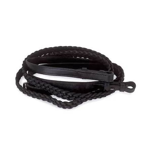 Hy Plaited Horse Leather Reins Black Pony